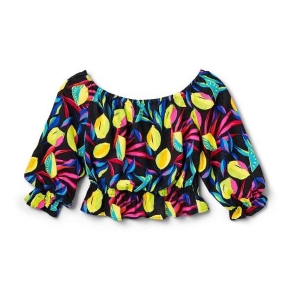 Tabitha Brown for Target NWT 1X Bardot Off the Shoulder Top Lemon Print - Picture 4 of 11